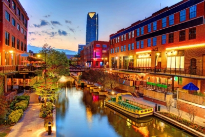 bricktown-canal-evening-scenery